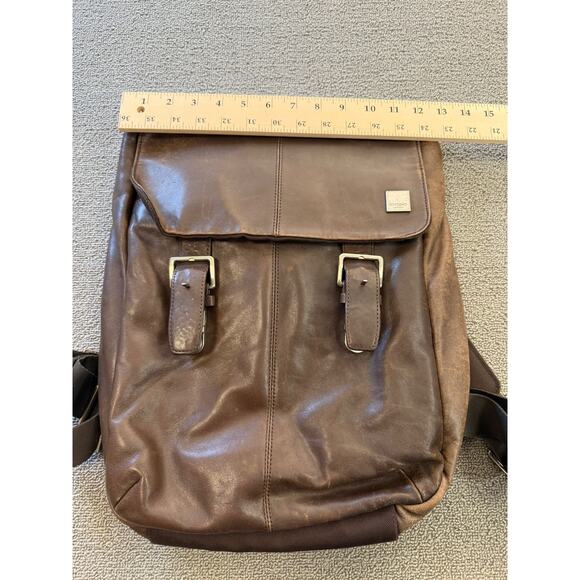 KNOMO London Hudson Men's Brown Leather Business Backpack - Picture 1 of 12